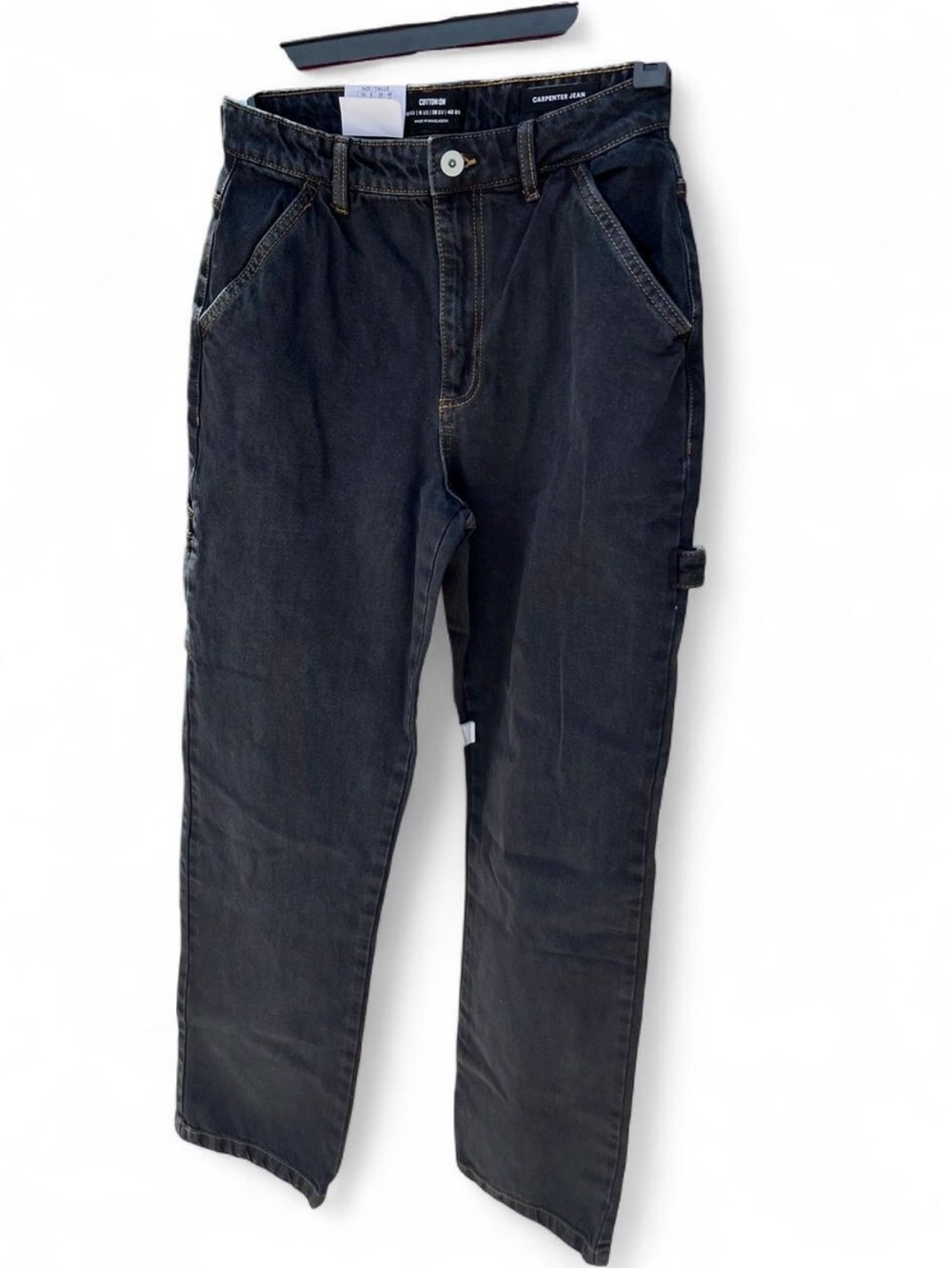 Cotton On Women Carpenter Wide Leg Black Washed Denim Jeans Size 6